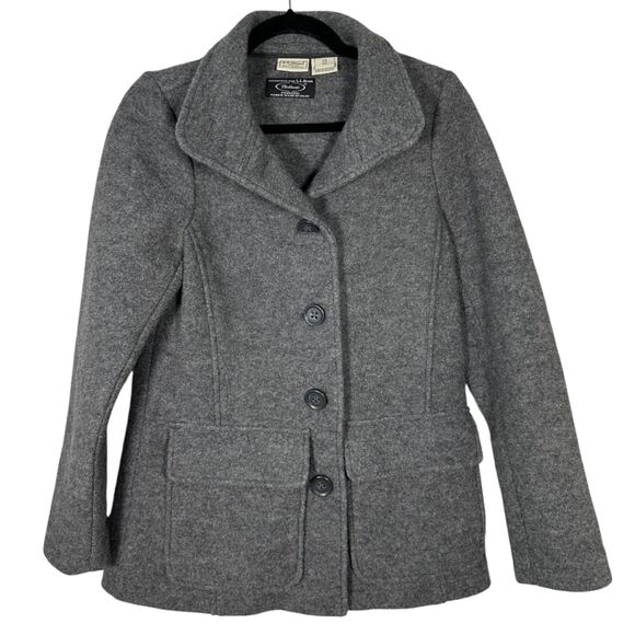 L.L. Bean Bellandi Wool Grey Coat Mid Length Jacket Pea Coat Italy Women's XS - Picture 3 of 5